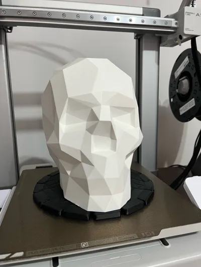 Headphone Stand low poly skull Head