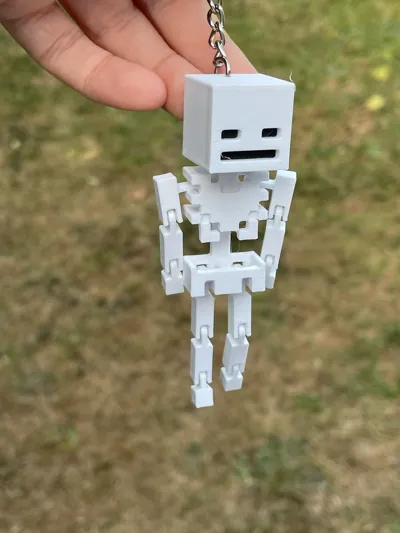 Minecraft Print-in-Place Highly Articulated Skeleton Keychain/Pendant