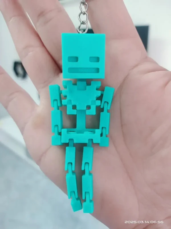 Minecraft Print-in-Place Highly Articulated Skeleton Keychain/Pendant
