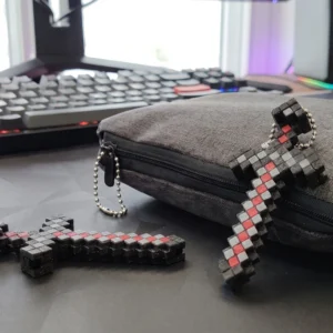Pixelated Sword and Cross Keychain image 1
