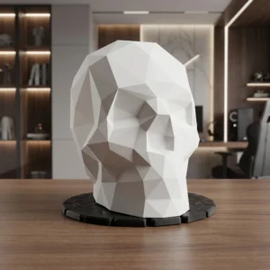 Low Poly Skull Headphone Stand