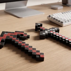 Pixelated Sword and Cross Keychain