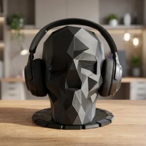 Low Poly Skull Headphone Stand