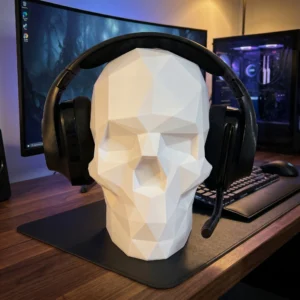 Low Poly Skull Headphone Stand