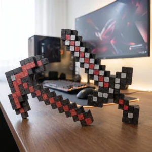 Pixelated Sword and Cross Keychain