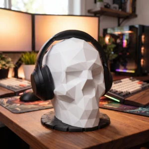 Low Poly Skull Headphone Stand