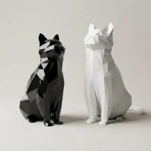 Low-Poly Cat Figurine
