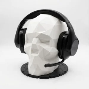 Low-Poly Skull Headphone Stand
