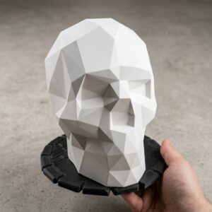 Low-Poly Skull Headphone Stand