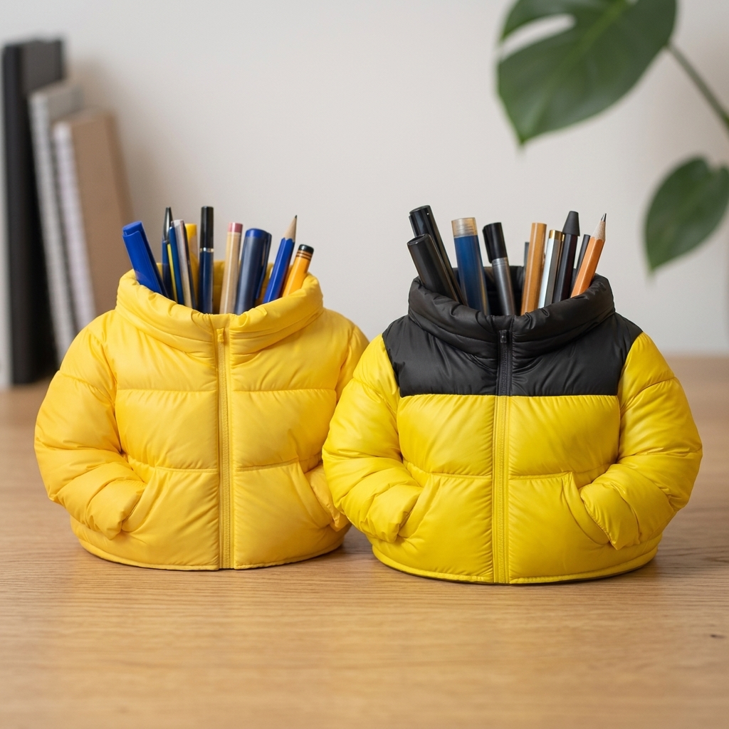 Puffer Jacket Pen Holder Cup